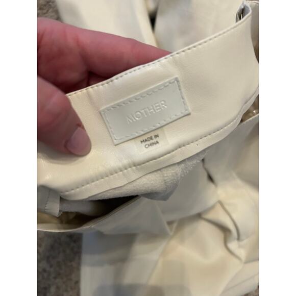 Mother High Waisted Egret Tunnel Vision Pleated Prep Faux Leather Pants - Picture 4 of 7